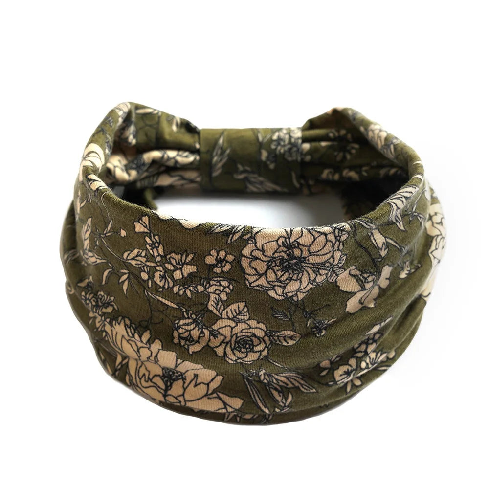 Bohemian Wide Cotton Stretch Headband for Women – Turban Headwrap, Bandage Hairband, Bandana Hair Accessories