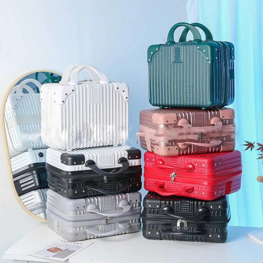 14-Inch Mini Travel Suitcase Cosmetic Box - Hand Luggage Organizer with Password Lock, Small Makeup Case for Boarding
