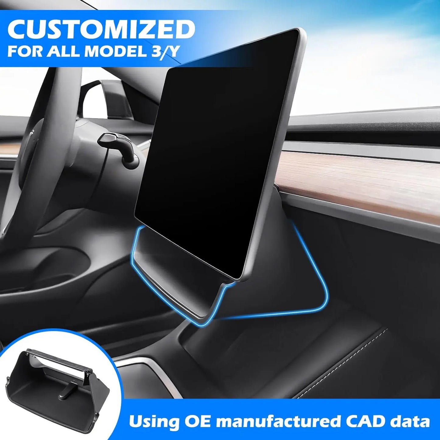 Center Console Organizer for Tesla Model 3 & Model Y Highland – Anti-Slip Under Screen Storage Box with Screen Back Storage