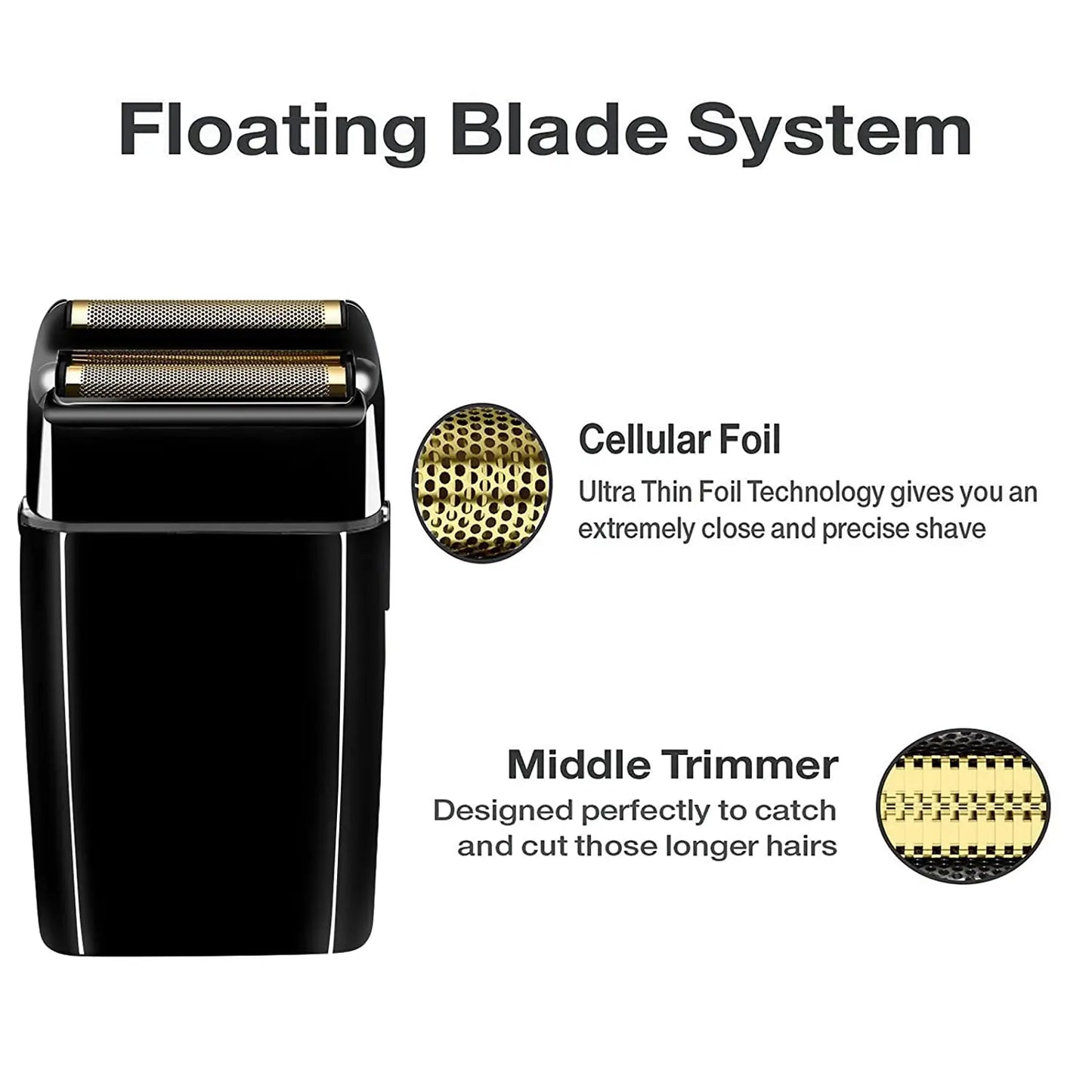 Professional Replacement Foil & Blade Set for BaByliss PRO FXFS2 Cordless Double Foil Shaver – Gold Barber Shaver Parts