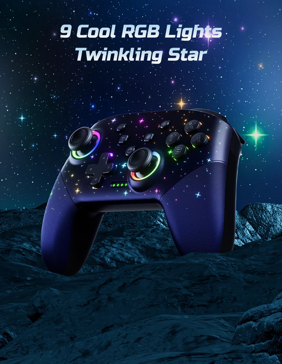 LED Star Wireless Pro Controller for Nintendo Switch, Switch Lite & OLED – Multi-Platform Bluetooth Controller for Windows, iOS & Android