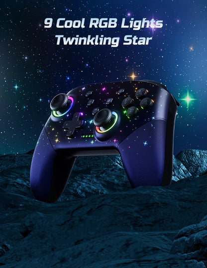 LED Star Wireless Pro Controller for Nintendo Switch, Switch Lite & OLED – Multi-Platform Bluetooth Controller for Windows, iOS & Android