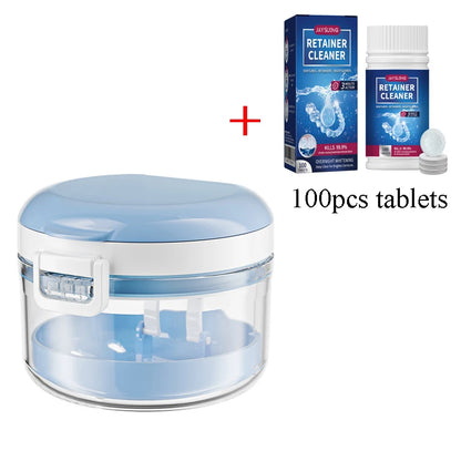 2-in-1 Multi-Layer Denture Case – Complete Denture Bath & Cleaning Cup for Retainer Care