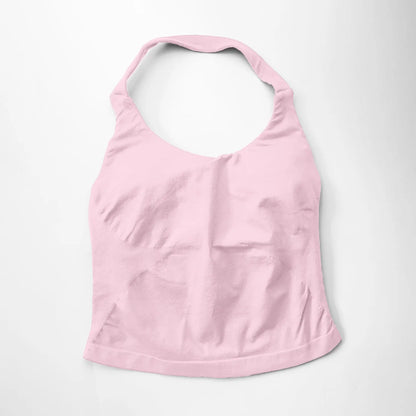 NCLAGEN Women’s Gym Halter Top - Longline Strappy Padded Tank for Yoga, Fitness, Running & Activewear Workouts