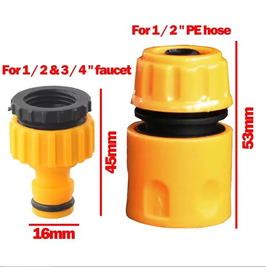 Garden Hose Faucet Quick Connector - 3/4 & 1/2 Inch Threaded Water Tap Adapter for Irrigation Systems