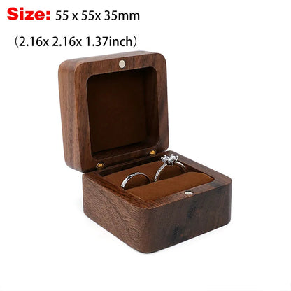 Personalized Walnut Wooden Ring Box - Custom Name Engagement & Wedding Anniversary Gift