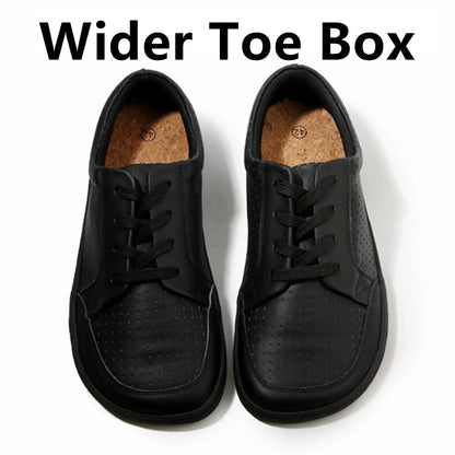 TONGLEPAO Barefoot Leather Sneakers — Unisex Lightweight Flat Shoes with Zero Drop Sole & Wide Toe Box