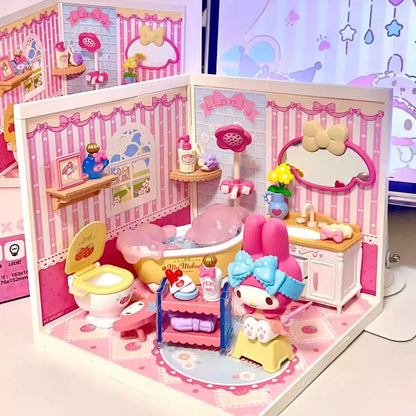 Sanrio Building Block Set Kuromi My Melody Cartoon Room Assembly Model Toy Collection Decorative Gift for Kids & Fans