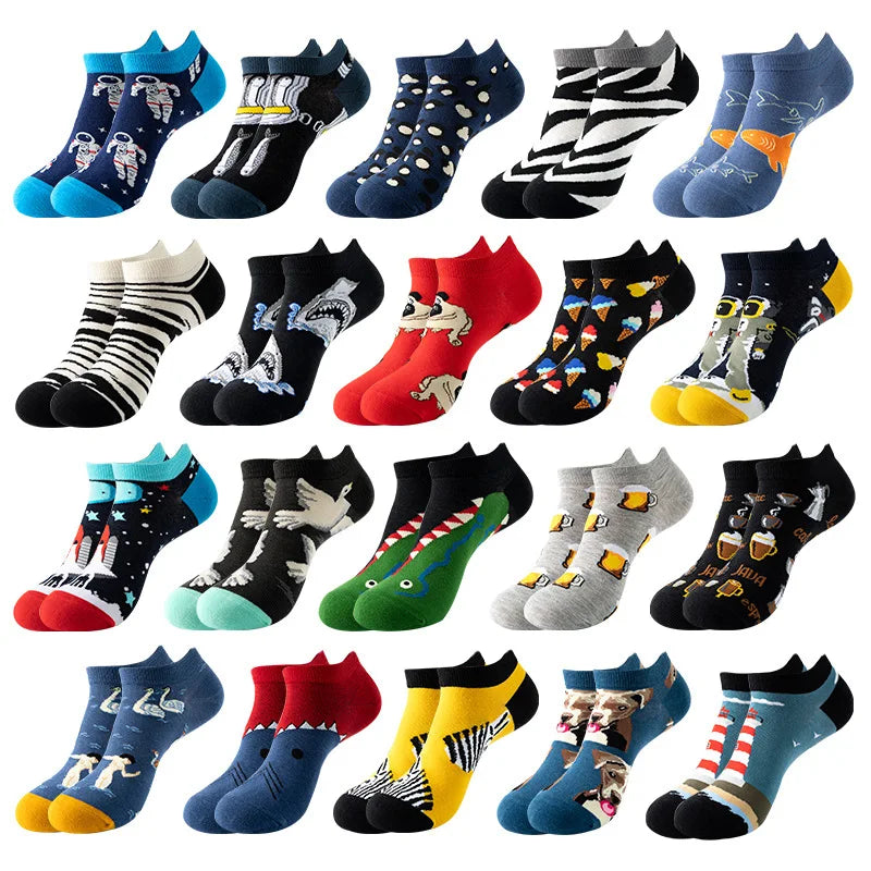 Combed Cotton Ankle Socks for Men & Women - Funny Beer, Fruit & Food Novelty Low Cut Socks (EU 38-43)
