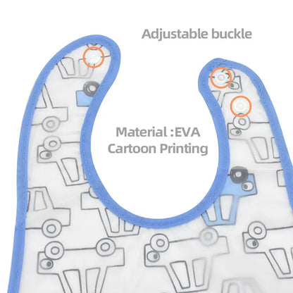 Adjustable Baby Bibs - Waterproof EVA Cotton Cartoon Feeding Bibs with Burp Cloth for Boys & Girls