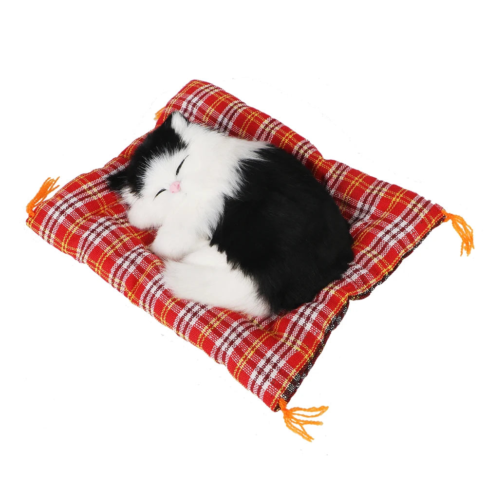 Cute Sleeping Kitten Plush Toy - Soft Cat Doll for Home Decor, Car Dashboard and Interior Ornaments