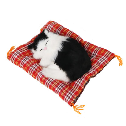 Cute Sleeping Kitten Plush Toy - Soft Cat Doll for Home Decor, Car Dashboard and Interior Ornaments