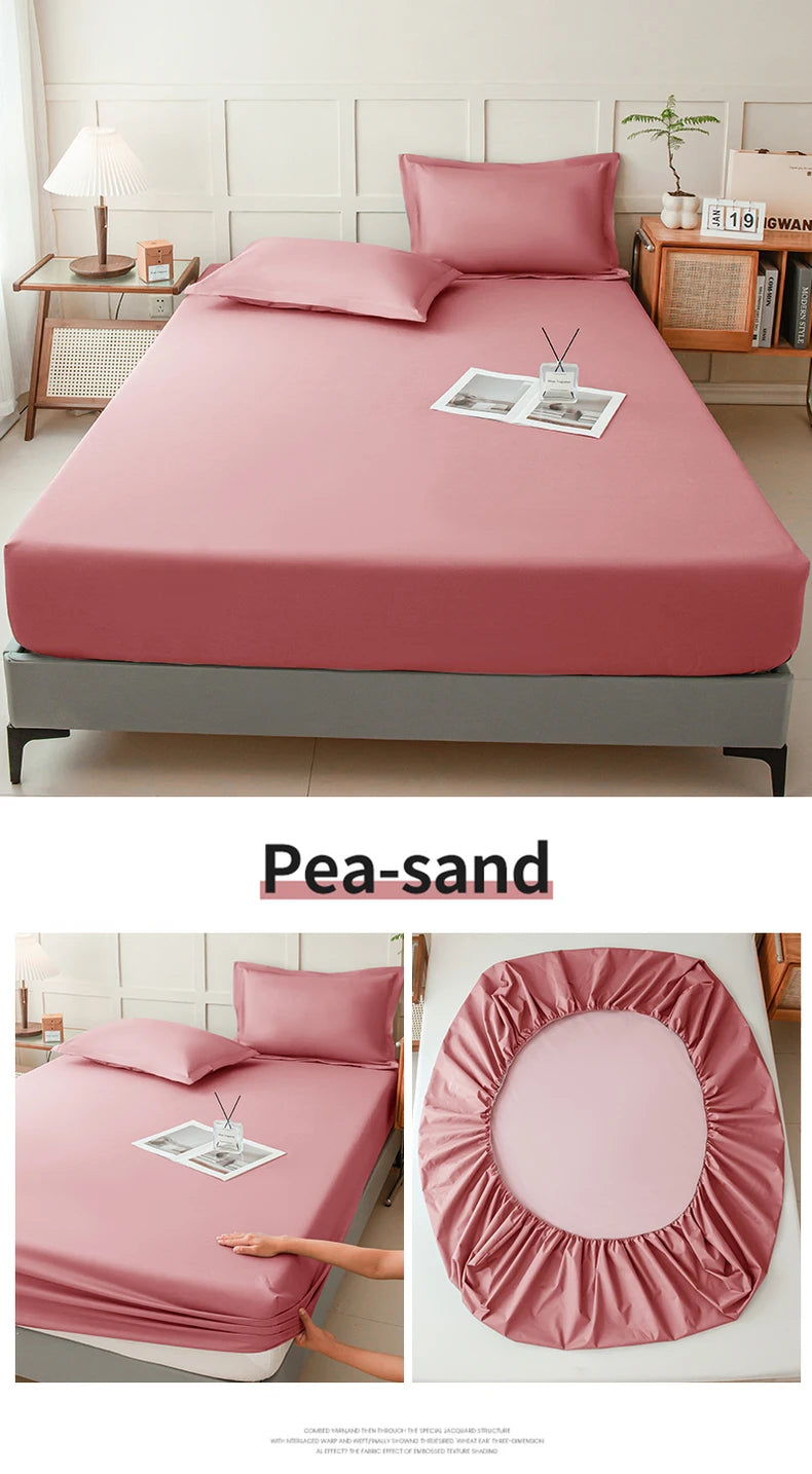Waterproof Fitted Bed Sheet – 360 Elastic Band Mattress Protector for Single, Double, King & Queen Size