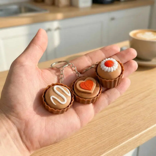 Simulation Cartoon Dessert Clicker Keychain Toy – Cute Mini Stress Relief Pendant & Party Favor for Kids and Teens, Fun Sensory Fidget Keyring Accessory