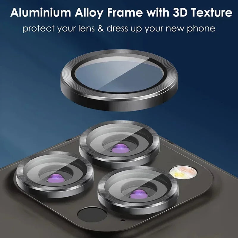3PCS Metal Camera Lens Protectors – Glass Back Lens Protection Film for iPhone 15/15 Plus, 14/14 Pro Max, 13/13 Mini, 12/11