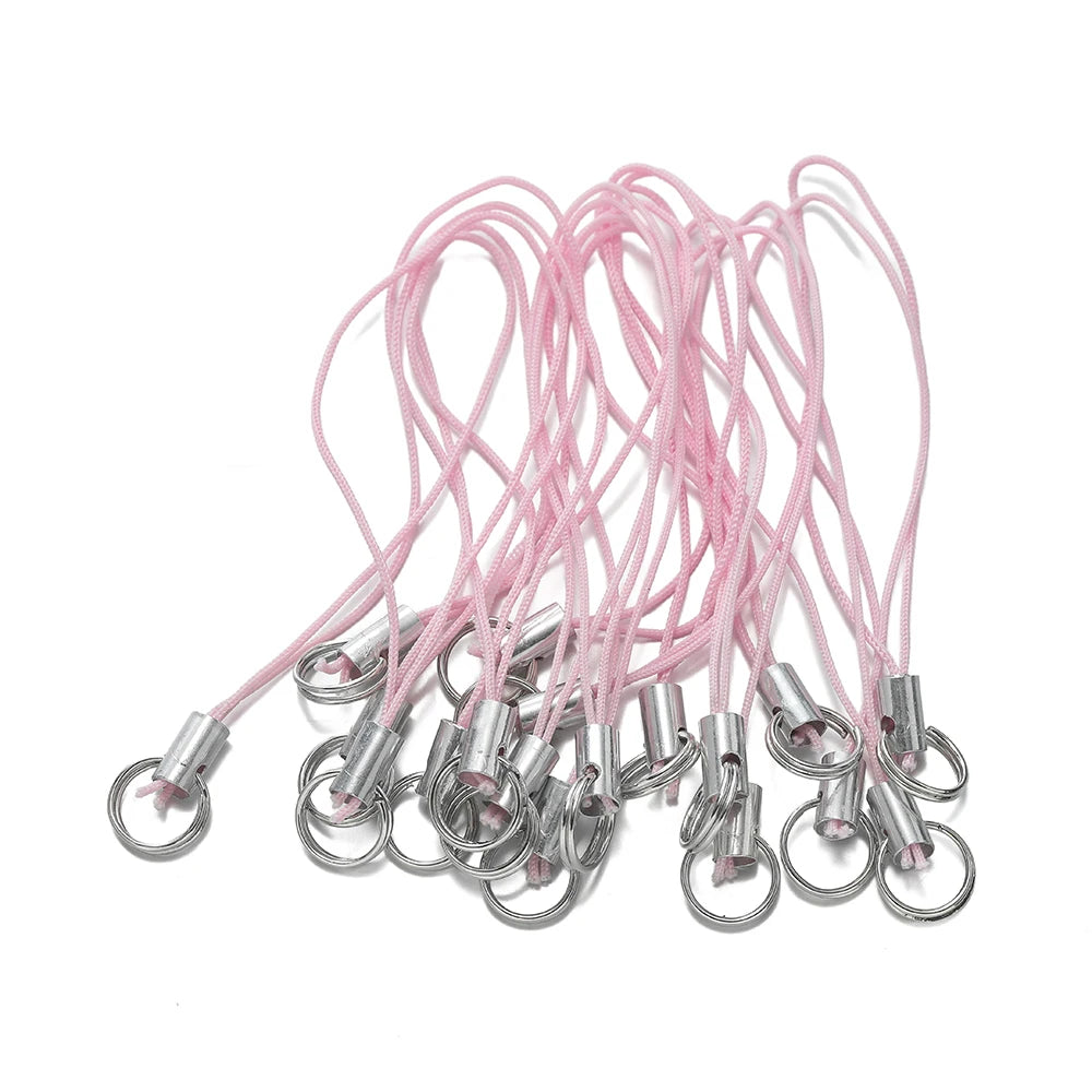 20/50pcs Polyester Lanyard Cord - Double Jump Ring Rope for Keychains, Phone Straps, DIY Crafts & Jewelry Making