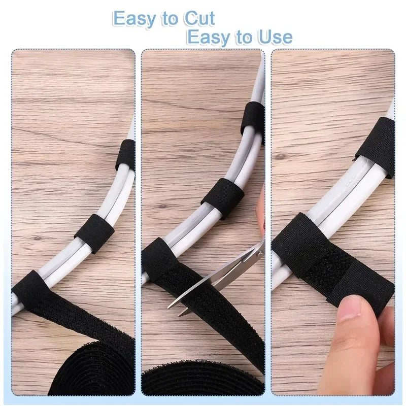 Reusable Nylon Hook & Loop Cable Ties – Adjustable Self-Adhesive Fastening Straps for Cord Management (5M/10M)
