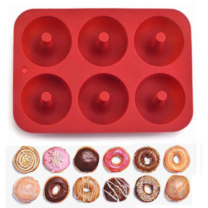 6-Hole Silicone Donut & Bagel Mold – Non-Stick Heat-Resistant Mini Cupcake & Doughnut Baking Pan Tool