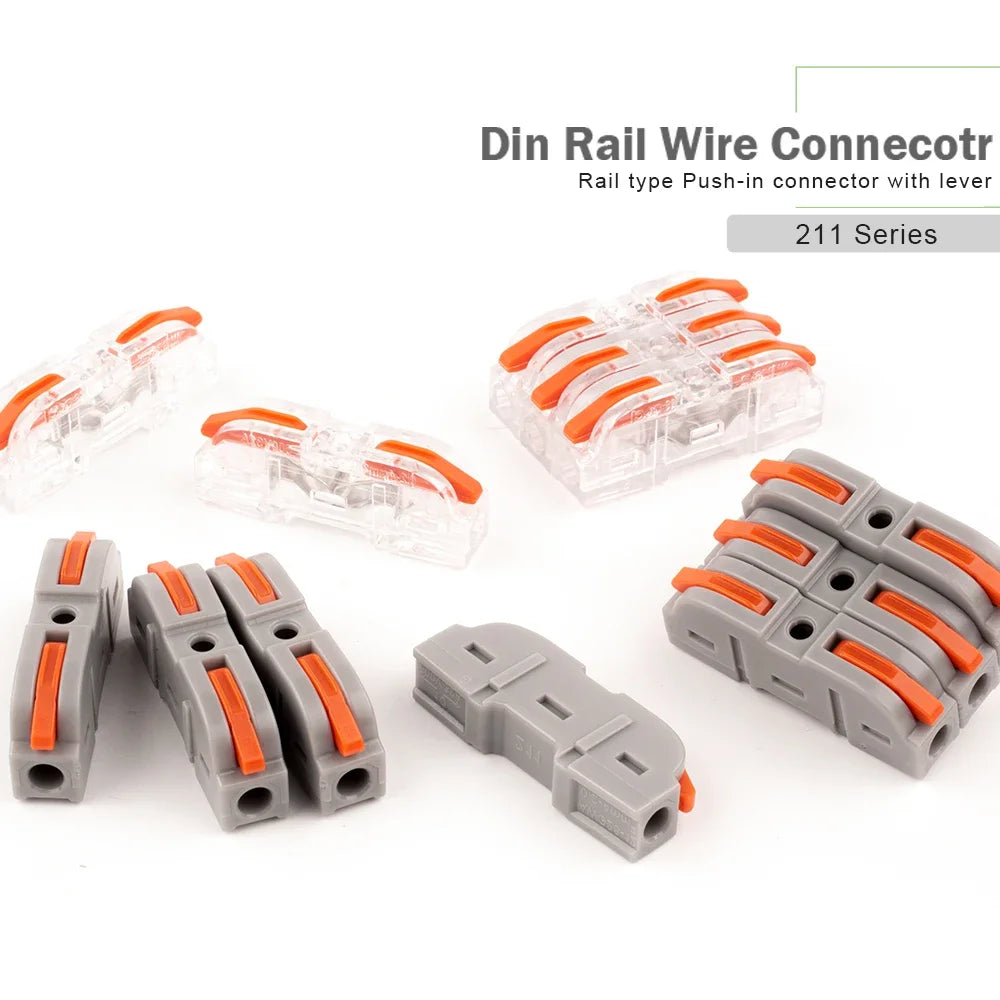 34/50PCS Lever Wire Connectors – Quick Connection for 28-12 AWG, 1-to-1 In-Line Insulated Splice Terminals