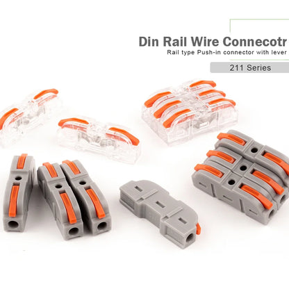 34/50PCS Lever Wire Connectors – Quick Connection for 28-12 AWG, 1-to-1 In-Line Insulated Splice Terminals