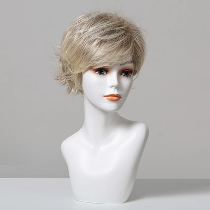Platinum Blonde Short Pixie Cut Wig – 8 Inch Human Hair Wig with Bangs for Women, Soft Machine Made