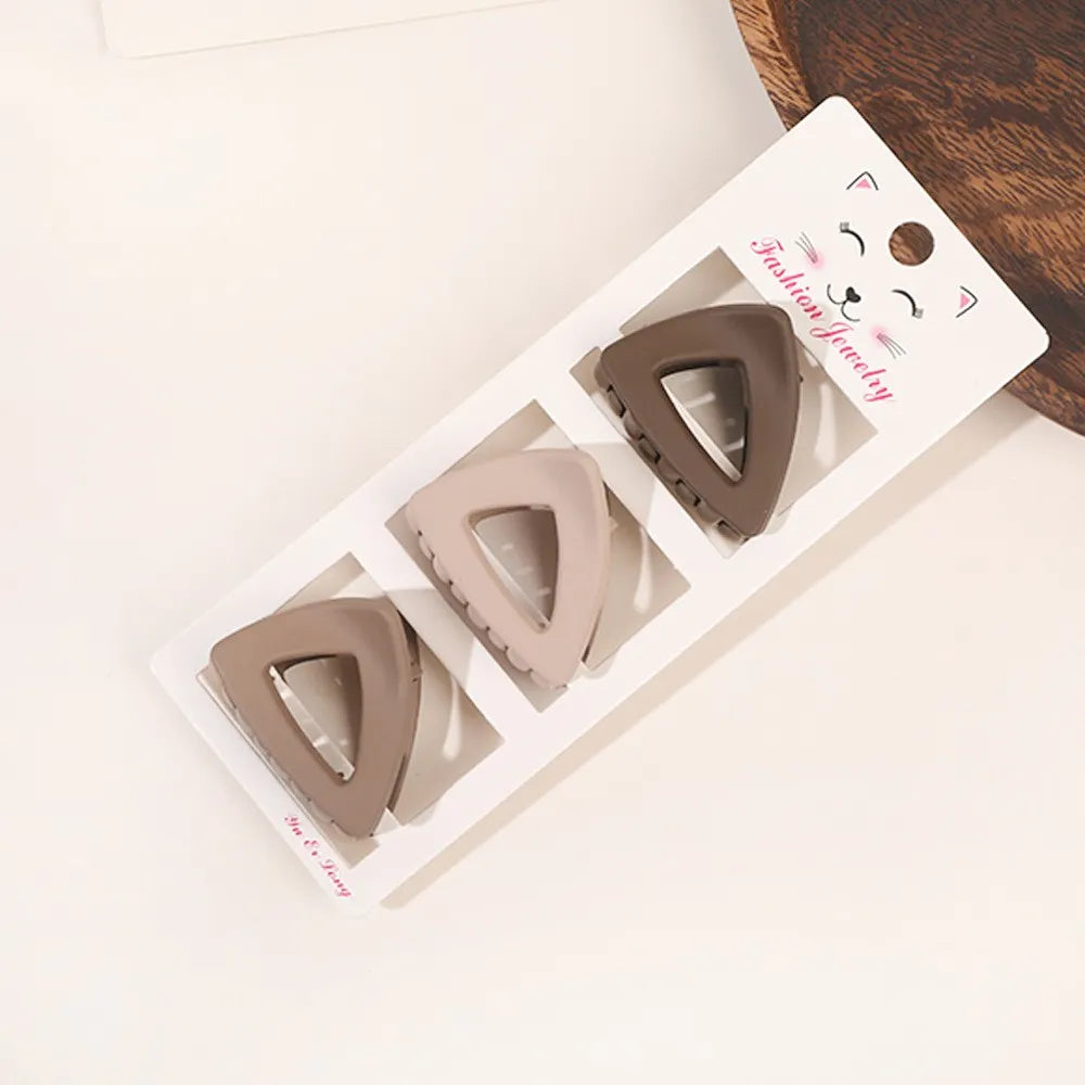 Chic Coffee Color Three-piece Hairpin Set - Frosted Geometric Hair Clips, Barrettes for Women and Girls Hair Accessories Headwear