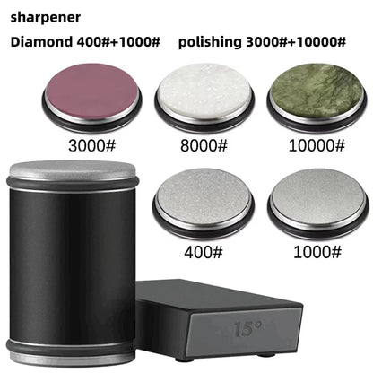 New Rolling Double-Sided Diamond Knife Sharpener – 15° & 20° Magnetic Angle Roller for Kitchen Sharpening