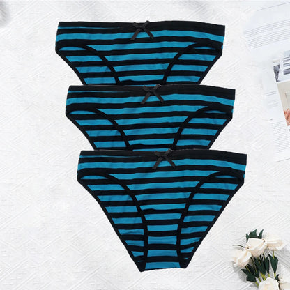 YOUREGINA Plus Size Seamless Panties - Striped Cotton Women’s Underwear Briefs 3 Pack