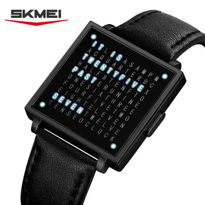 SKMEI 2388 Luxury Digital LED Watch for Men – Waterproof, Date Display, Leather Strap Wristwatch