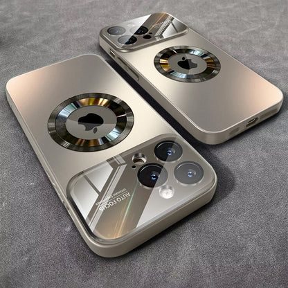 Luxury Glass MagSafe iPhone Case - Magnetic Wireless Charging Cover with Camera Protection & Shockproof Design