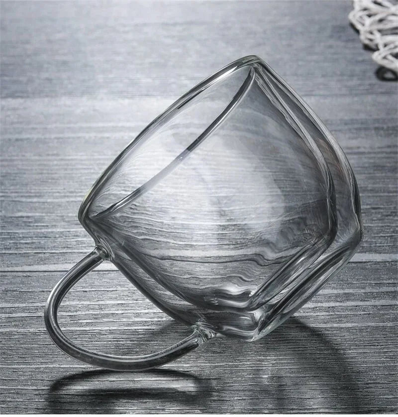 150-350ml Heat Resistant Borosilicate Glass Mug – Double Wall Coffee Cup with Handle, Clear Milk & Water Cup Gift