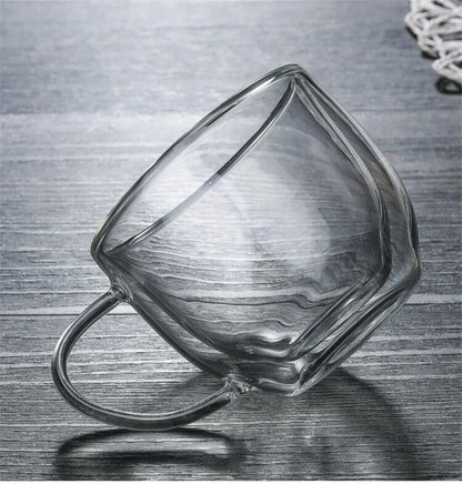 150-350ml Heat Resistant Borosilicate Glass Mug – Double Wall Coffee Cup with Handle, Clear Milk & Water Cup Gift
