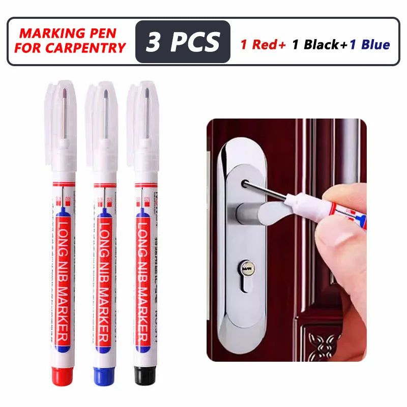 20mm Deep Hole Marker Pen Tips - Long Nib Waterproof Markers for Metal, Woodworking & Bathroom Decoration