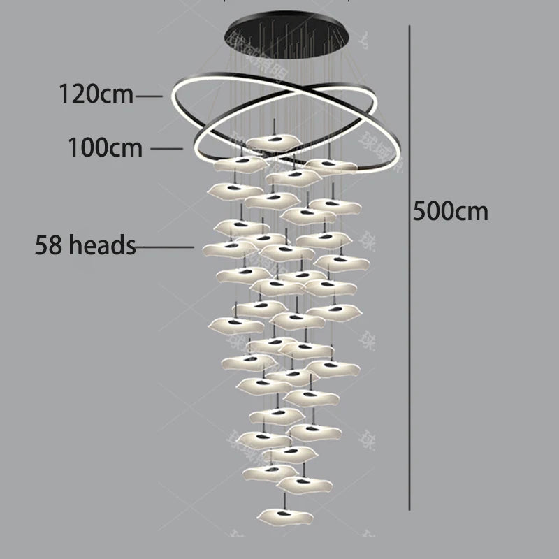 Nordic Stair Chandelier Pendant Light – Modern Ceiling Lighting for Living Room, Bedroom & Dining Room Home Interior Decoration Fixture