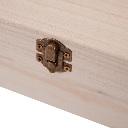 Wooden Jewelry Storage Box with Lid — Square Hinged Craft Box for DIY, Home Decor, and Mother's Day Gift