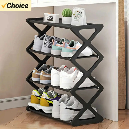 4-Tier X-Type Shoe Storage Rack – Multifunctional Dust-Proof Organizer for Dorm Rooms, Entryways, Hallways & Bedrooms