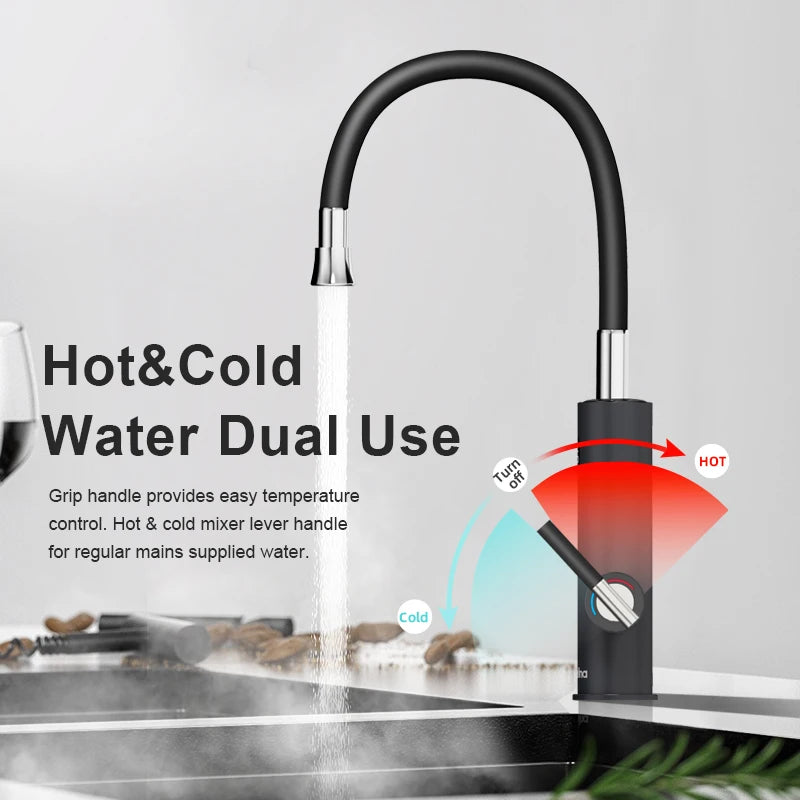 Briwellna 220V Electric Faucet – Instant Water Heater Tap with Universal Spout, Stainless Steel Geyser