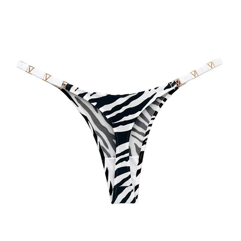 Women’s Sexy V-Shaped Panties – Low Waist Sports Briefs with Metal Decoration Lingerie
