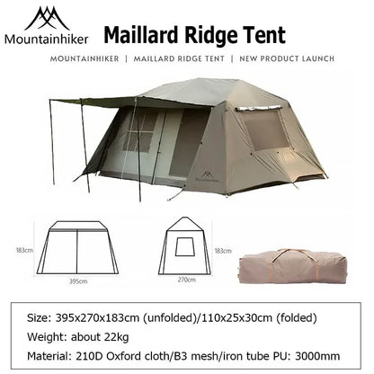 MOUNTAINHIKER One-Button Automatic Ridge Tent – Large Outdoor Shelter with Two Bedrooms & Living Room for Camping & Beach