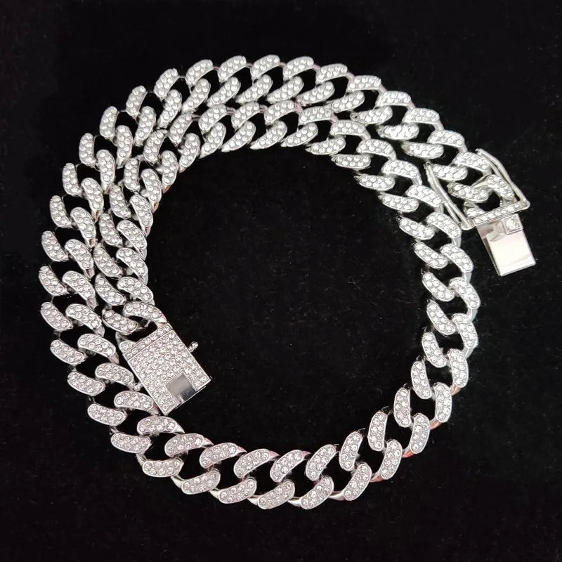 Hip-Hop Iced Out Bling Chain Necklace – 13mm Miami Cuban Chain for Men & Women, High-Quality Fashion Jewelry