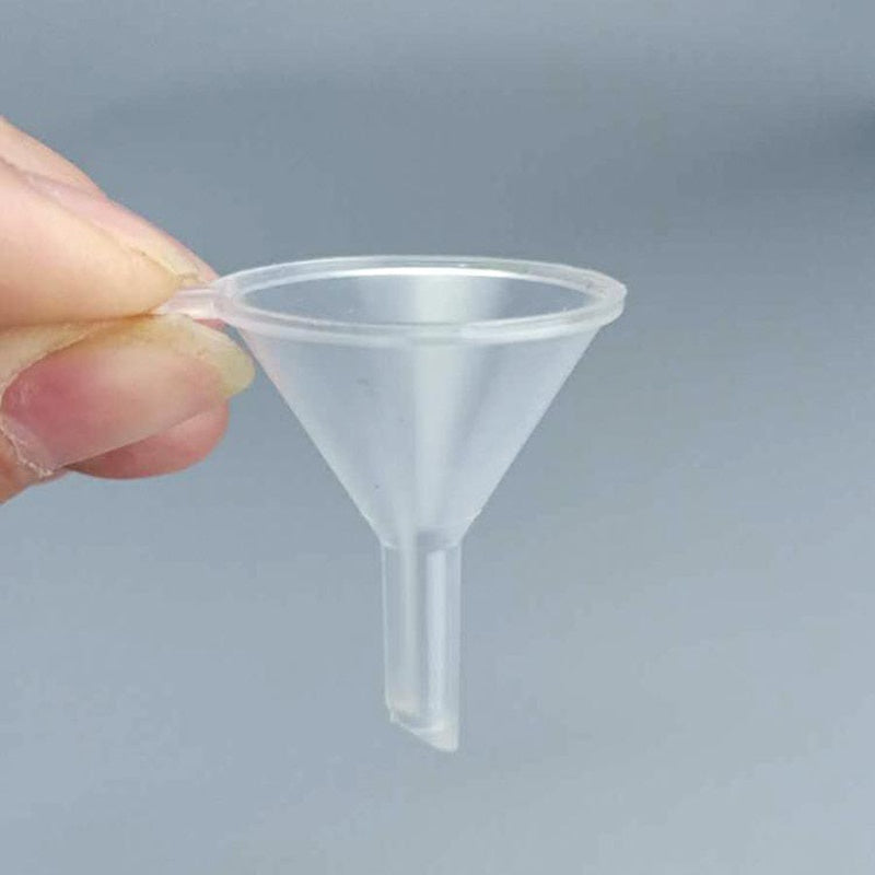 10-Piece Mini Plastic Funnels — Small Funnels for Essential Oil Bottles, Empty Lip Gloss Tubes, Perfume Bottles