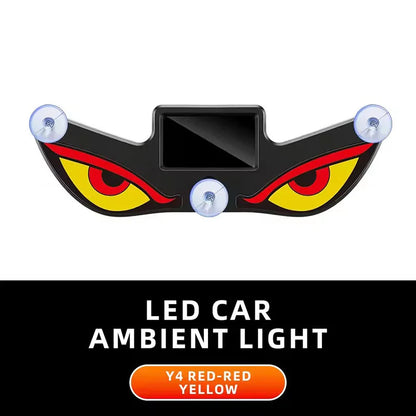 Solar Powered Car Demon Eye Light - Wireless LED Ambient Light with USB Rechargeable Design