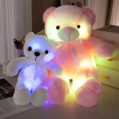 Colorful Glowing Bear Plush Toy – LED Light-Up Teddy Bear, Creative Luminous Stuffed Animal for Kids, Xmas & Birthday Gift