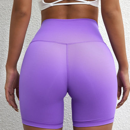 Women’s Solid Color Yoga Shorts – Compression Sport Leggings, Sweat-Wicking Training & Cycling Shorts with Pocket