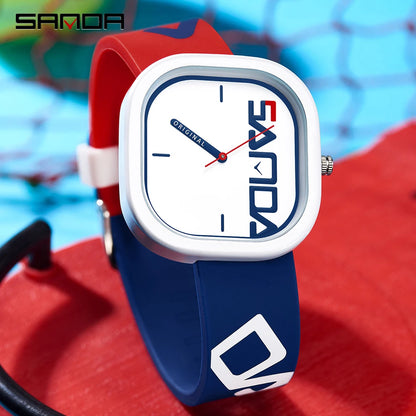 SANDA Men’s Quartz Sports Watch - Waterproof Silicone Strap with Simple Luxury Casual Design