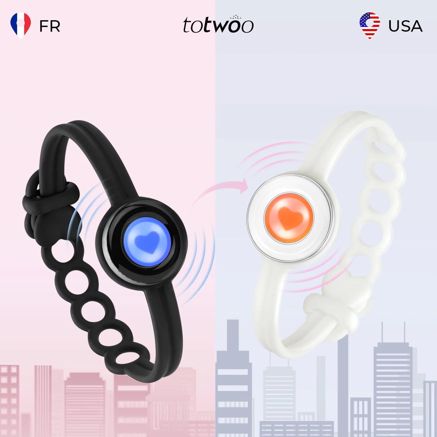 TOTWOO Candy Collection Long Distance Touch Bracelets – Colorful Vibration & Light-Up Bands, Gifts for Girlfriend, Pairing Jewelry