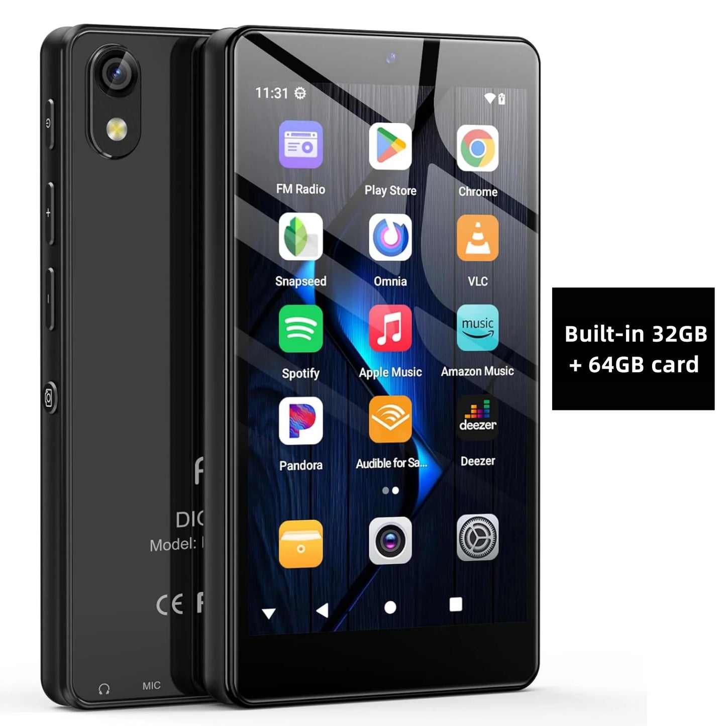Android 13 MP3 Player - Bluetooth 5.0 WiFi Music Player with Spotify, Camera, Speakers & Touchscreen
