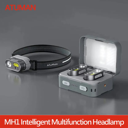 ATuMan DUKA MH1 Multifunctional Headlamp - USB Rechargeable LED COB Motion Sensor Headtorch for Outdoor & Work Use