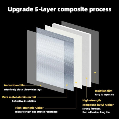 High Temperature Resistant Waterproof Tape - Aluminum Foil Thicken Butyl Tape for Wall, Pool, Roof Crack Repair - Self-Sealing Duct Tape