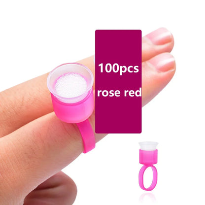 100PCS Tattoo Ink Ring Cups with Sponge – Microblading Pigment Holders, Permanent Makeup Tool Accessories